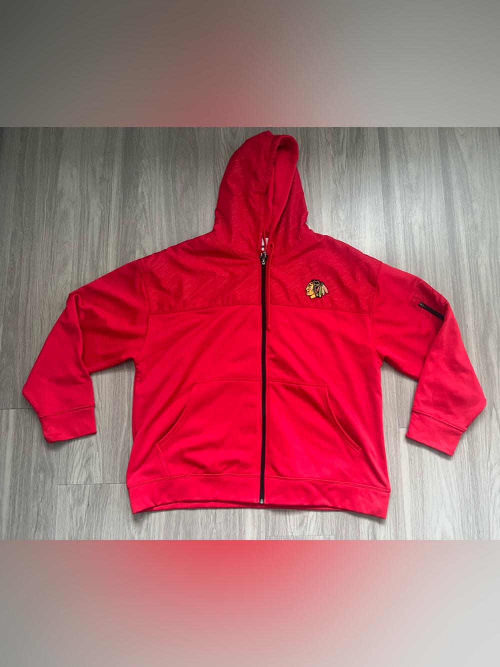 Chicago Blackhawks Full Zip Hoodie XXL NHL Red Embroidered Logo Hockey Jacket
